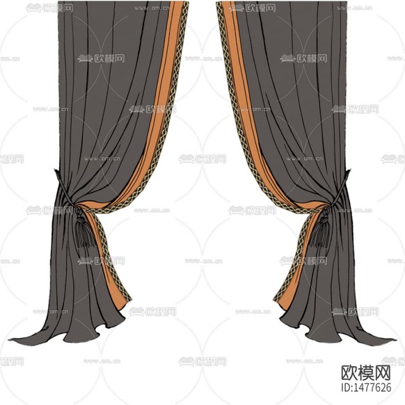 簡歐創(chuàng)意灰橙色布藝遮光窗簾下載