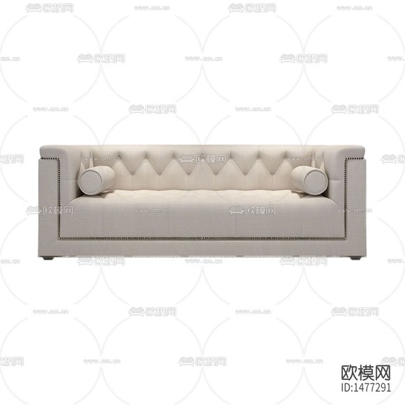 美式簡(jiǎn)約創(chuàng)意白色皮革鉚釘多人沙發(fā)下載(渲染圖2)