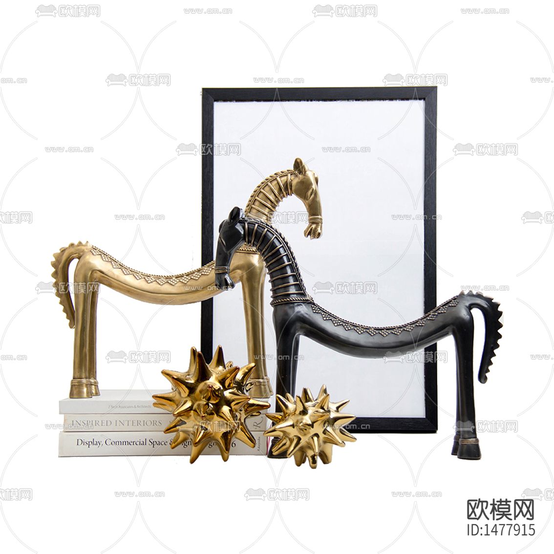 简欧创意铜马雕塑摆件下载