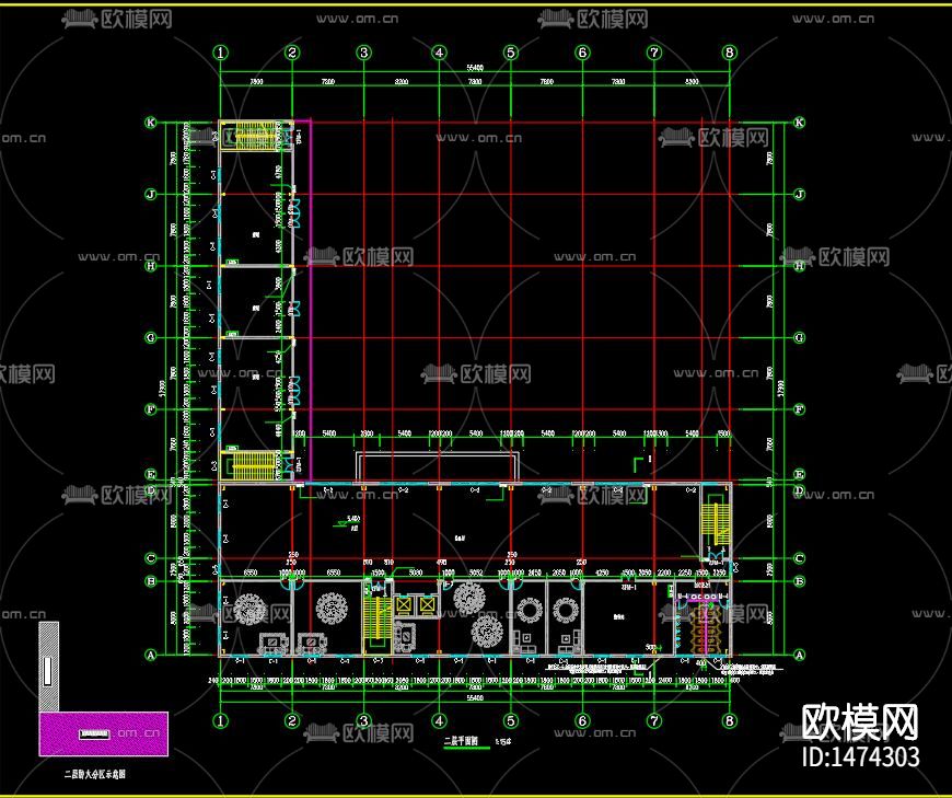酒店cad施工图下载（渲染图2）