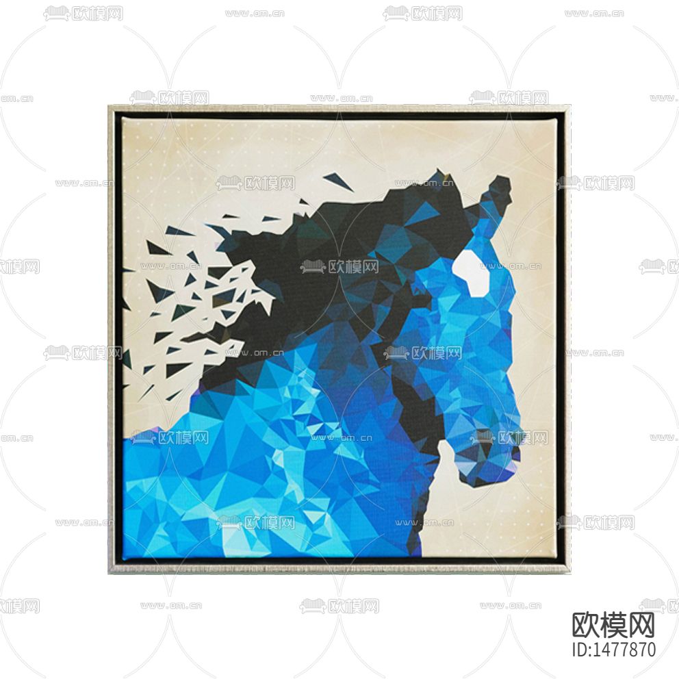 北欧创意几何色块抽象马匹装饰画下载