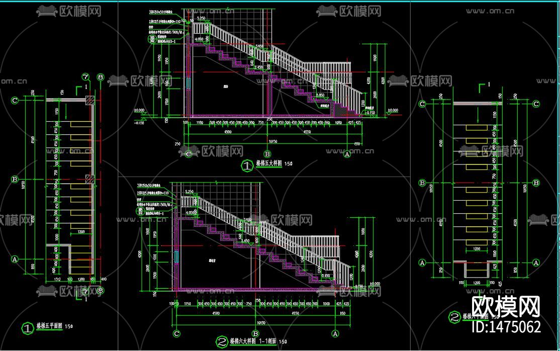 中学看台cad施工图下载（渲染图8）