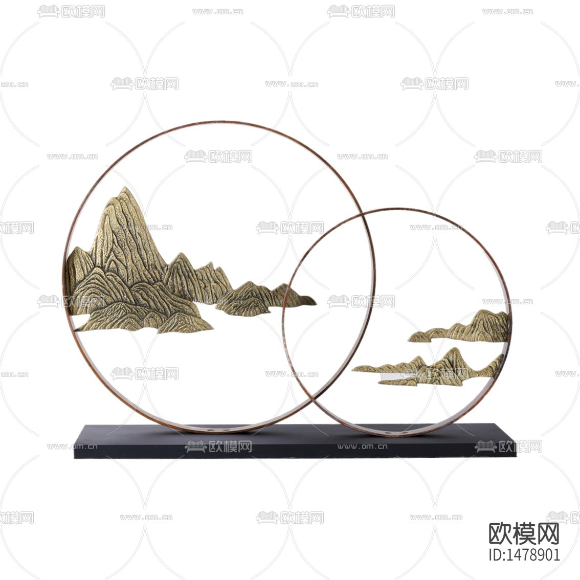 新中式禅意金属山摆件下载