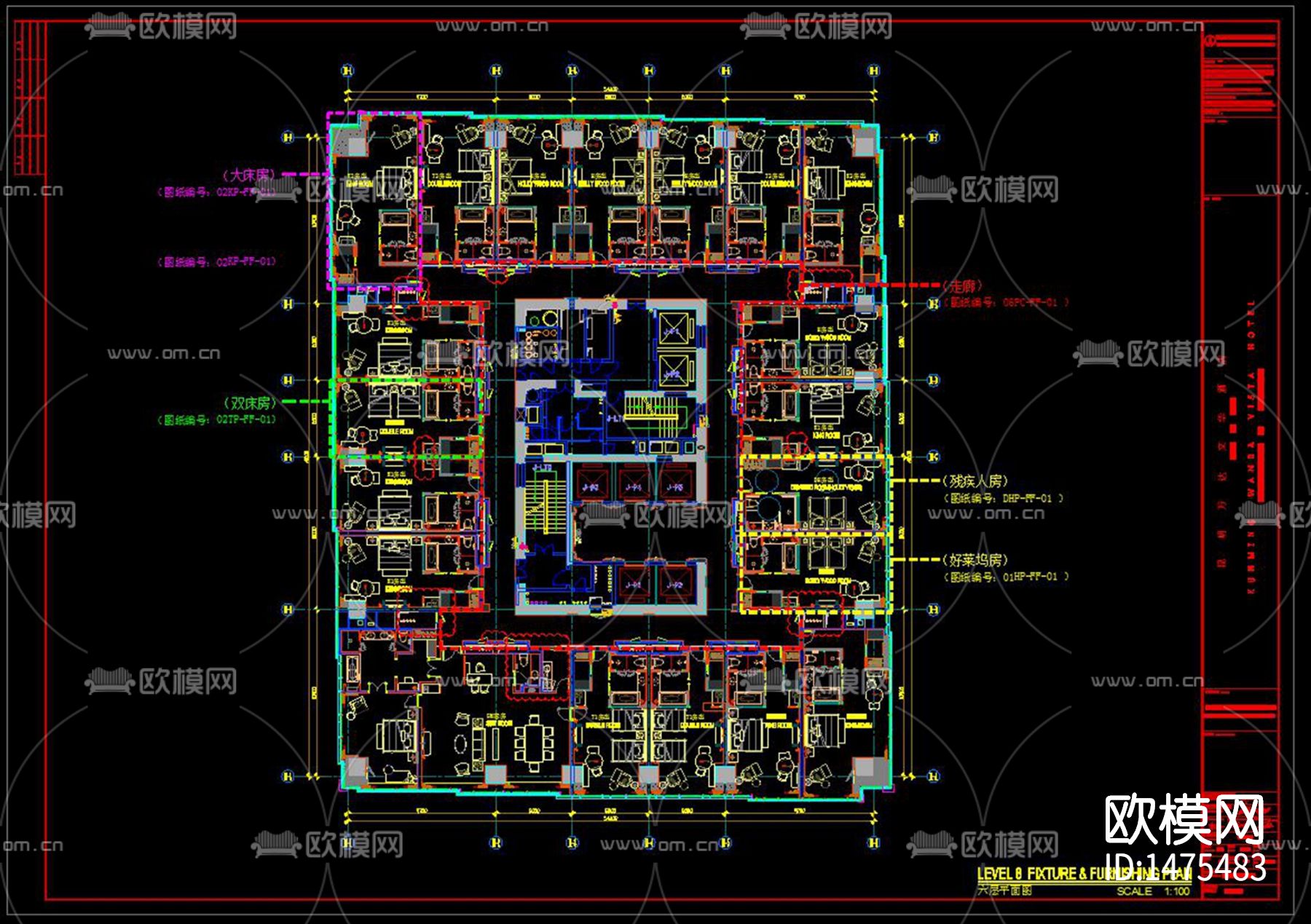 酒店cad施工图下载（渲染图7）