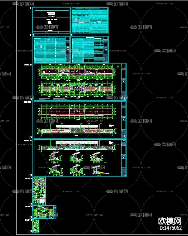 中学看台cad施工图下载（渲染图10）
