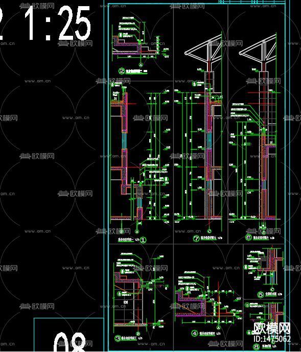 中学看台cad施工图下载（渲染图9）