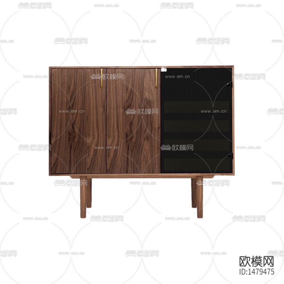 现代简约创意实木玻璃边柜下载