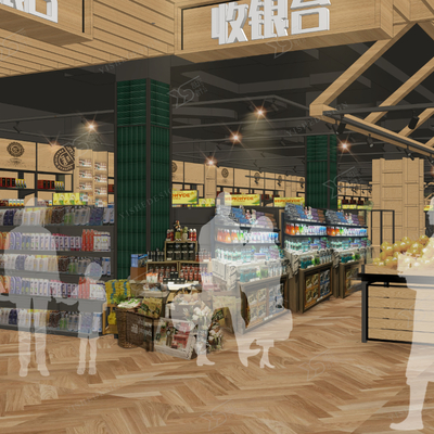  现代商场超市su模型 