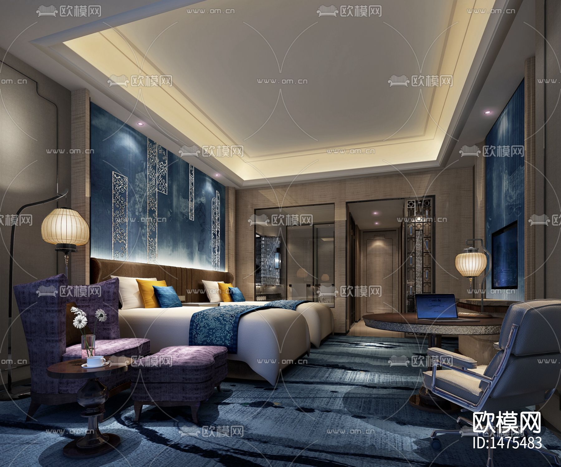 酒店cad施工图下载（渲染图3）