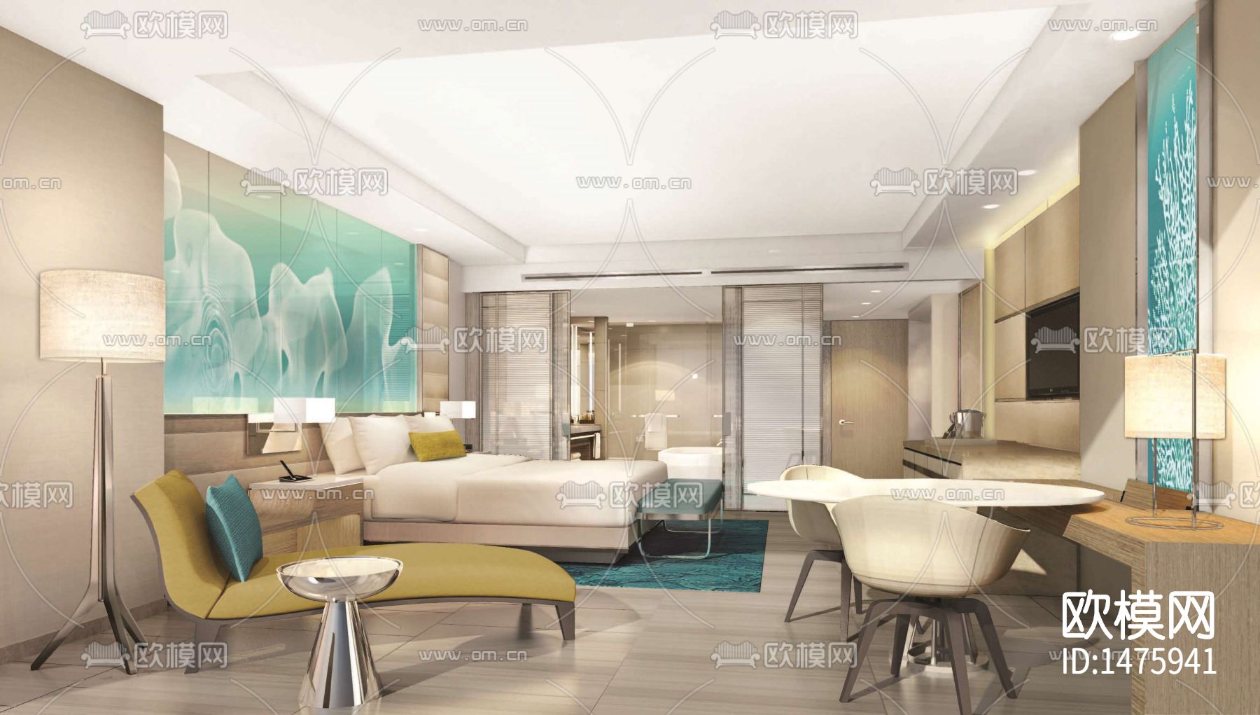 酒店大床房样板间cad施工图