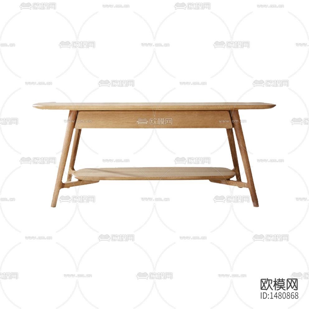 日式禅意实木椭圆形茶几下载