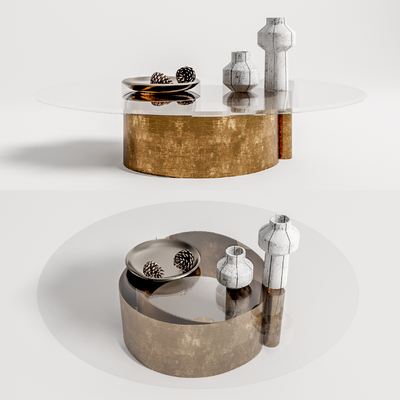 现代玻璃茶几su模型