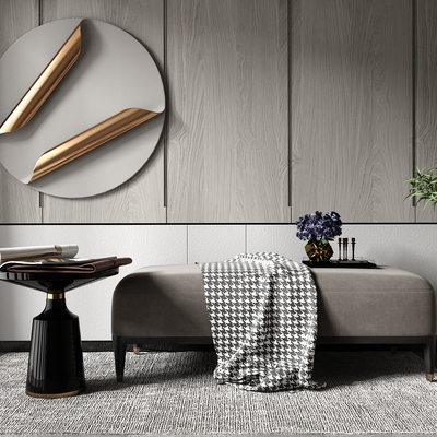  现代布艺脚踏su模型 