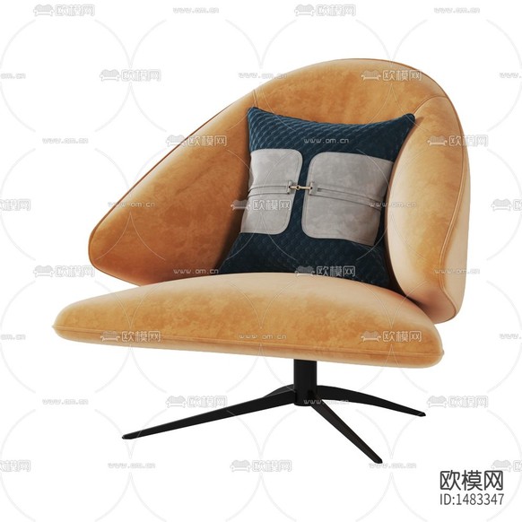 北歐創(chuàng)意皮革實(shí)木單人休閑椅下載