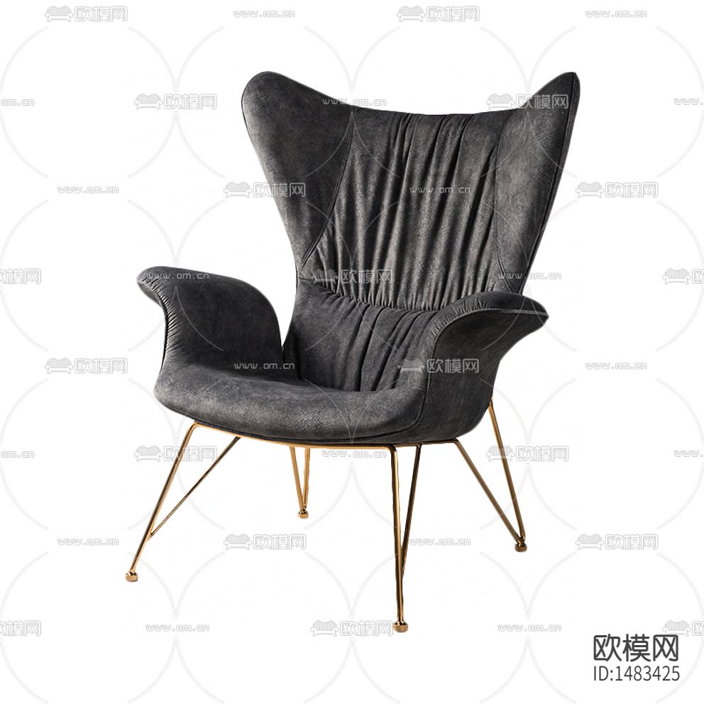北欧轻奢创意灰色布艺金属单人休闲椅下载