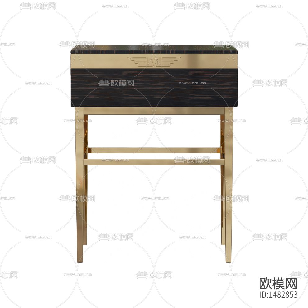 现代轻奢创意金属实木方形边几下载