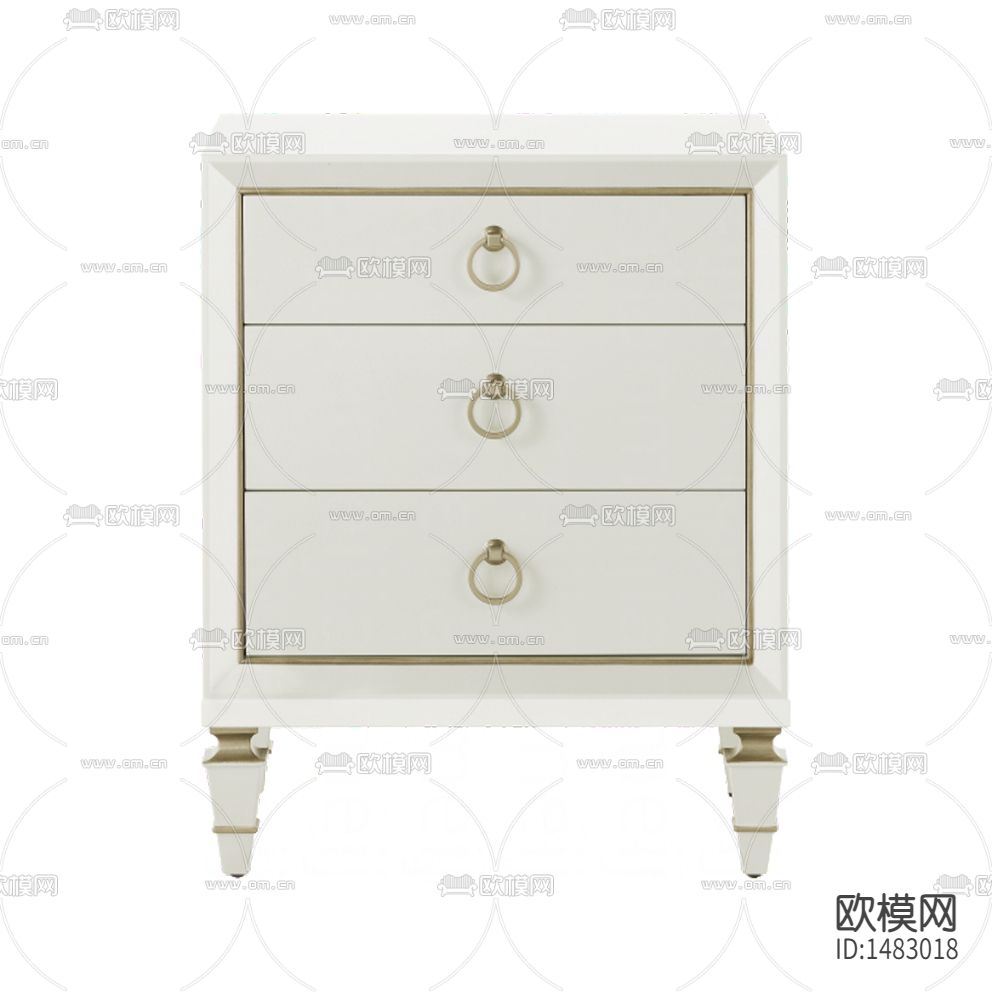 简欧创意白色实木金属床头柜下载