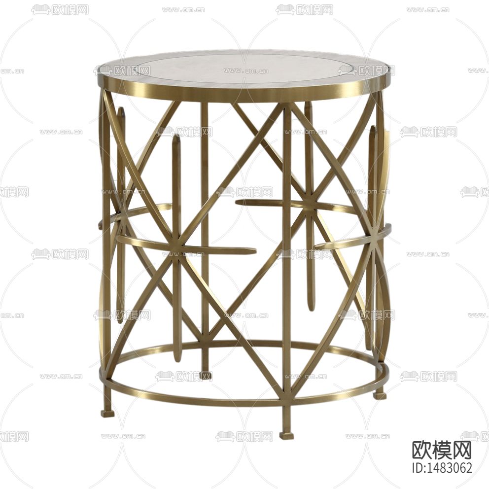 现代轻奢创意金属大理石圆形边几下载