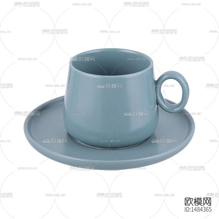 现代简约灰蓝色陶瓷茶杯