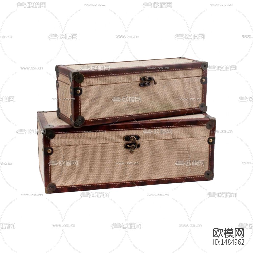 美式乡村皮革金属收纳箱