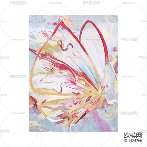 现代彩色抽象蝴蝶布艺地毯下载