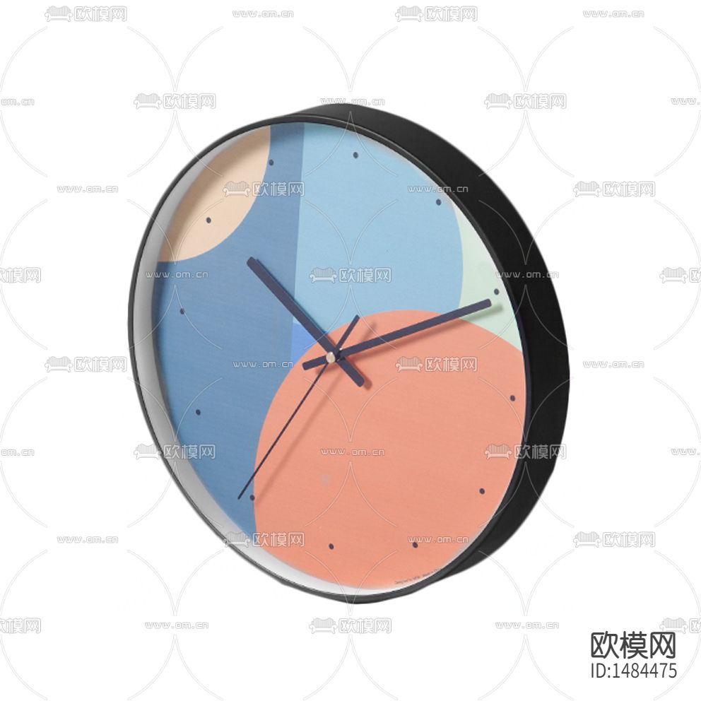 北欧简约几何色块创意圆形挂钟下载