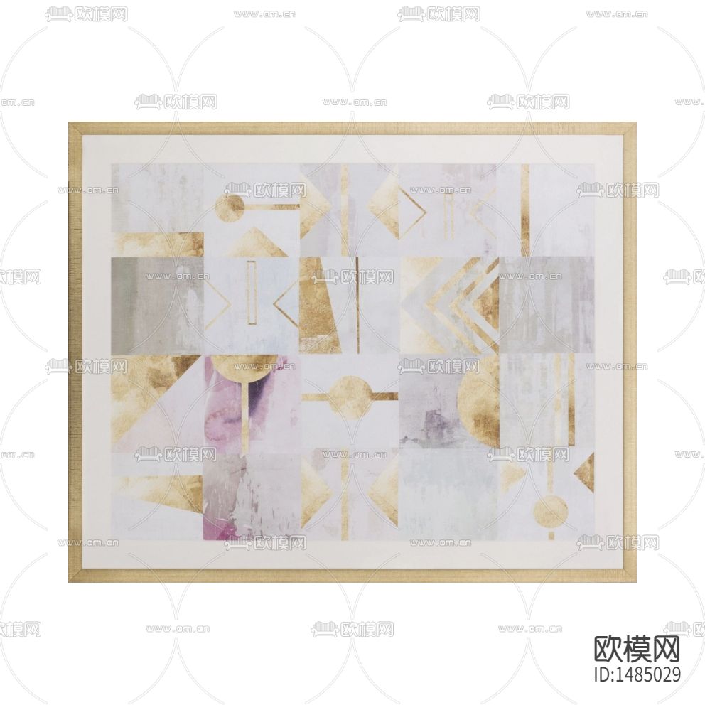 现代轻奢创意描金抽象装饰画下载