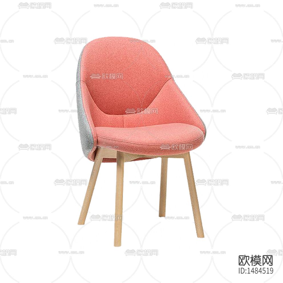 北欧简约创意粉色布艺实木休闲椅下载