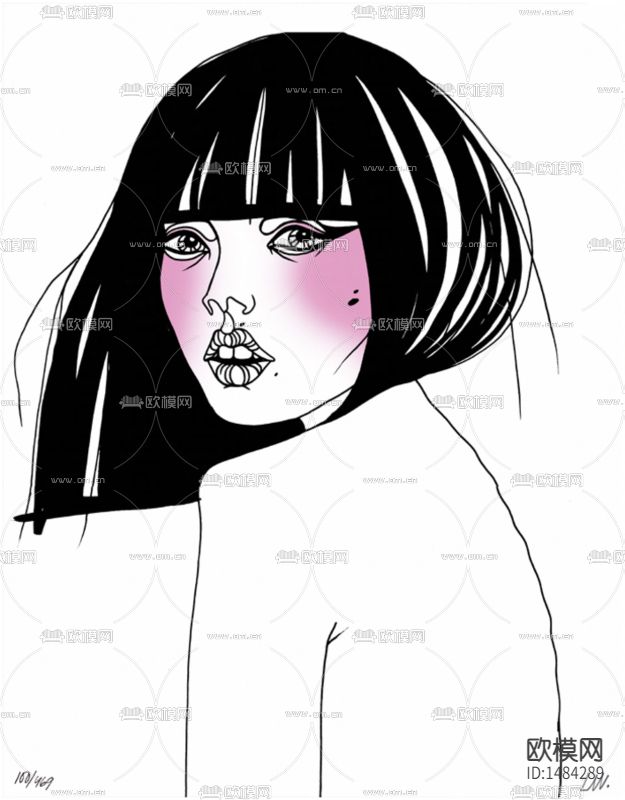 现代创意简笔人像装饰画下载