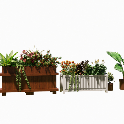  现代花箱花池su模型 