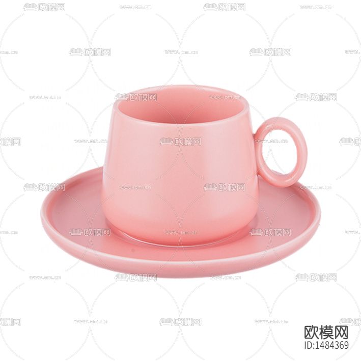 现代简约粉色陶瓷茶杯