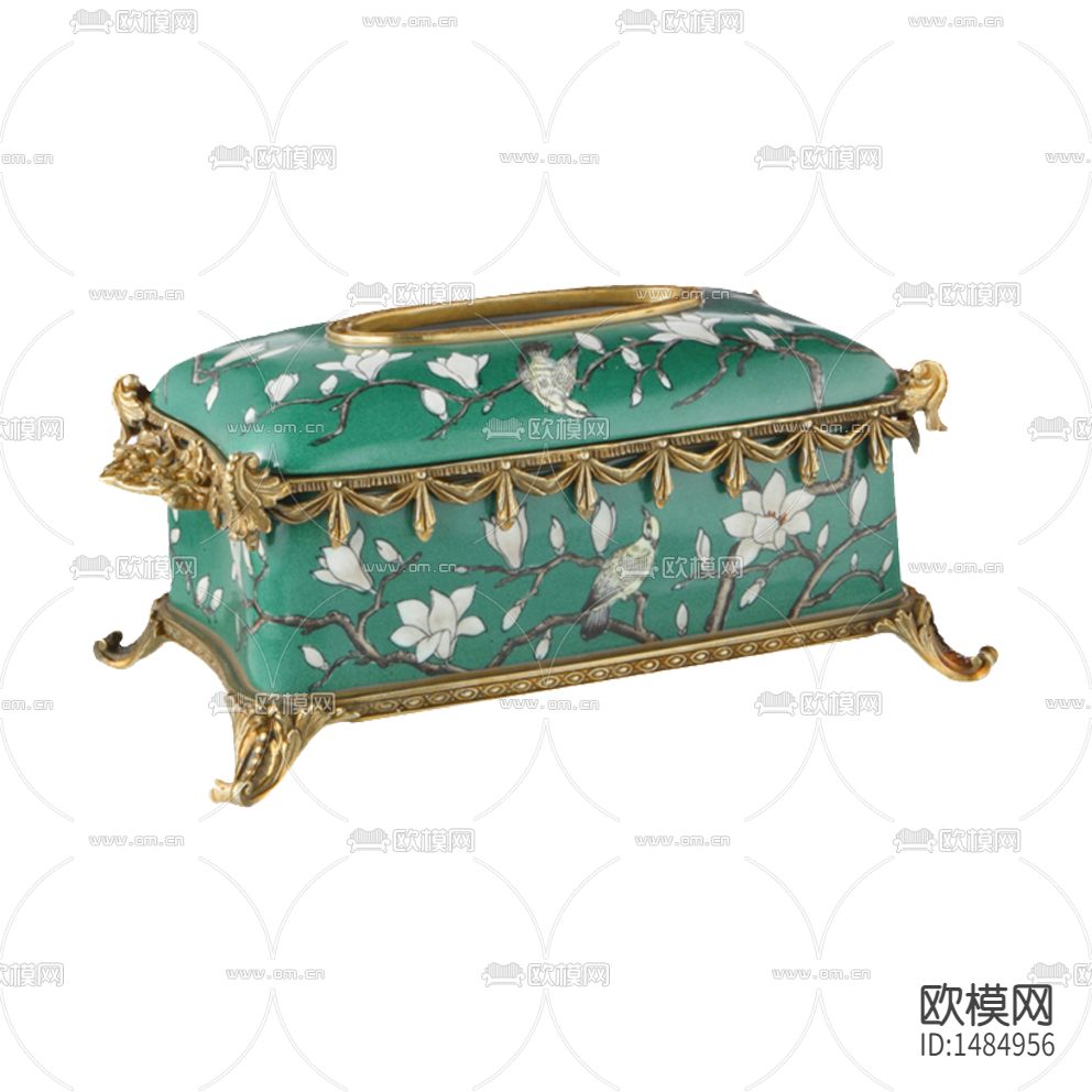 欧式古典陶瓷金属雕花纸巾盒