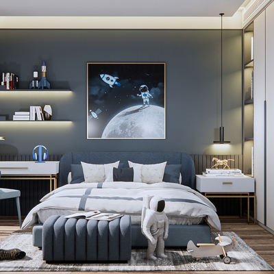  现代儿童房su模型 