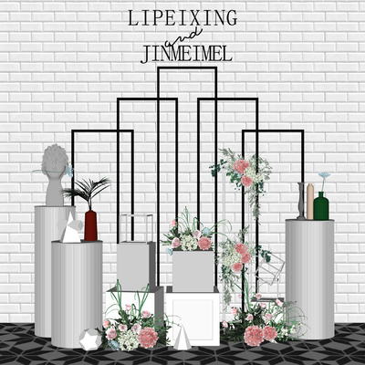  现代婚庆婚礼花艺美陈su模型 