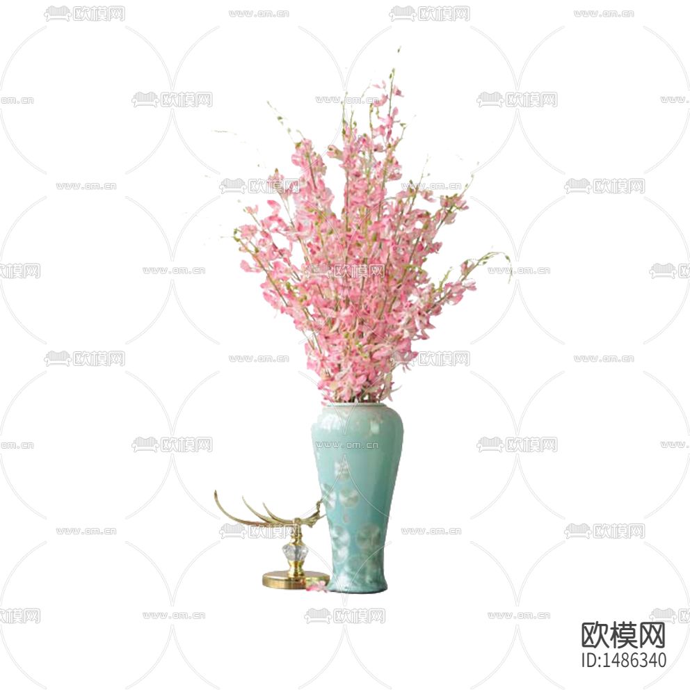 新中式禅意陶瓷花瓶粉色摆放花艺下载