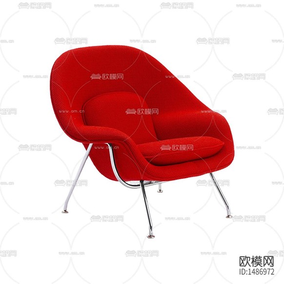 現(xiàn)代極簡紅色布藝金屬休閑椅下載