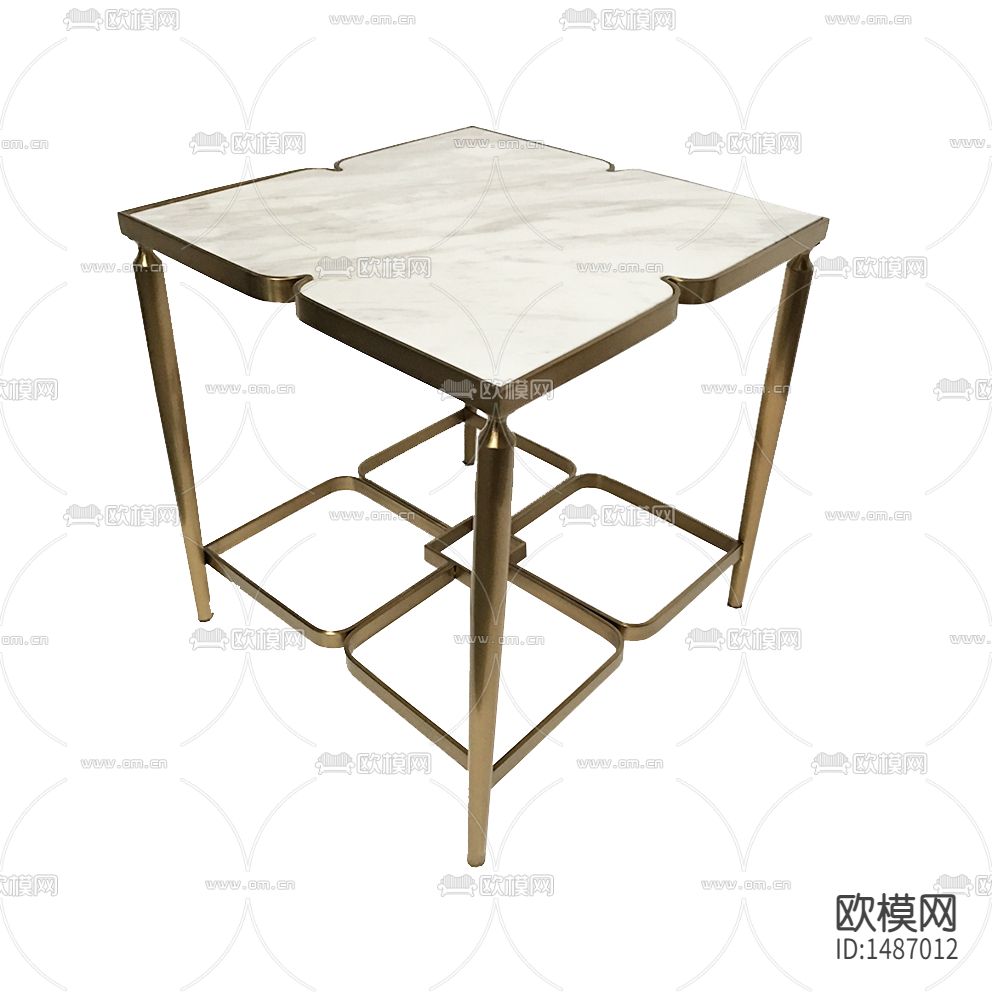 现代轻奢金属大理石方形边几下载