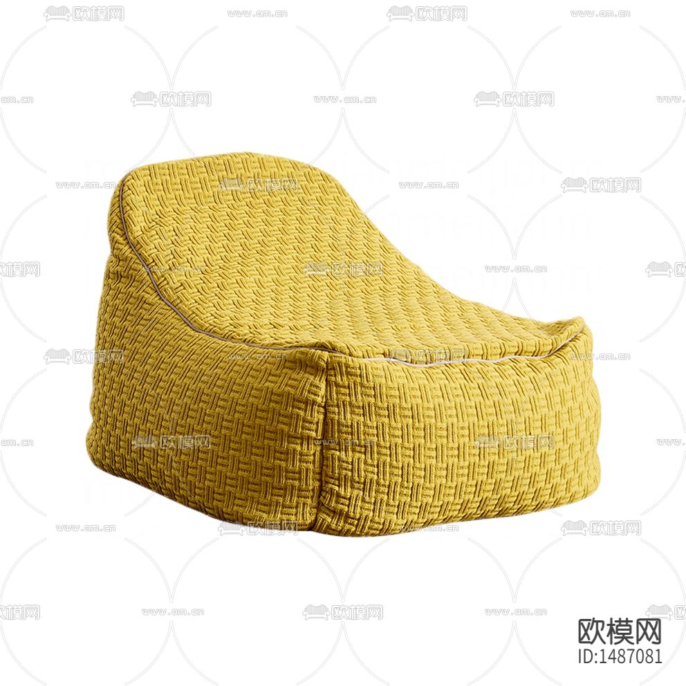 现代轻奢黄色布艺懒人沙发下载