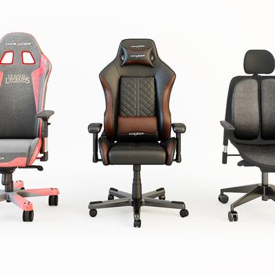  现代皮革电竞椅su模型 