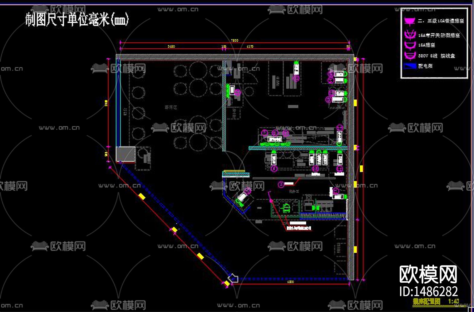 奶茶店cad施工图