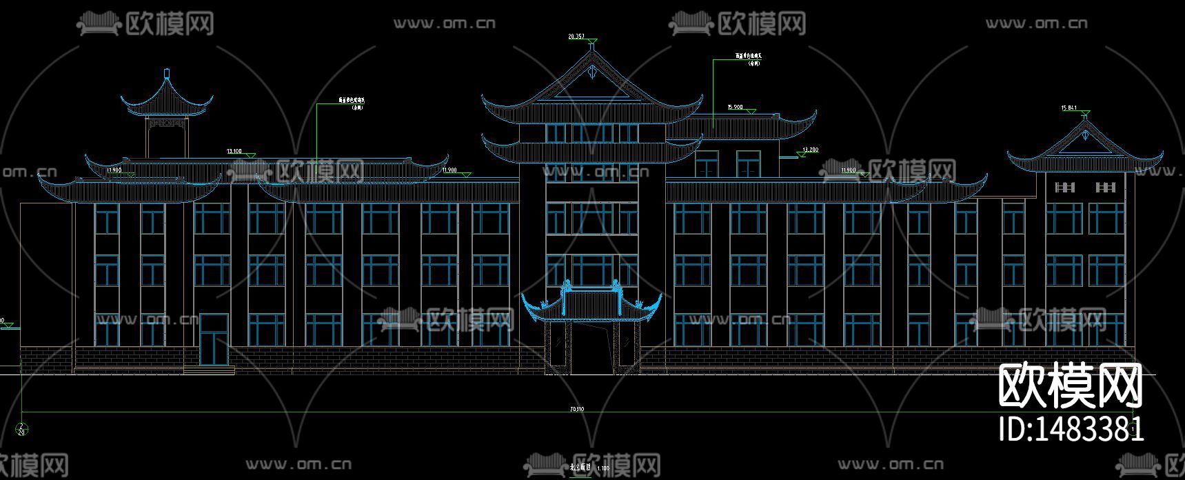 疗养院cad施工图下载（渲染图3）