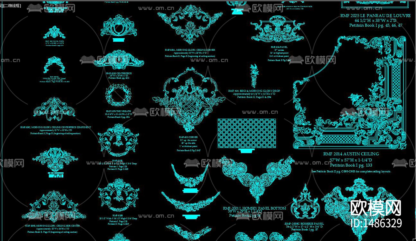 经典法式雕花cad图库下载（渲染图2）