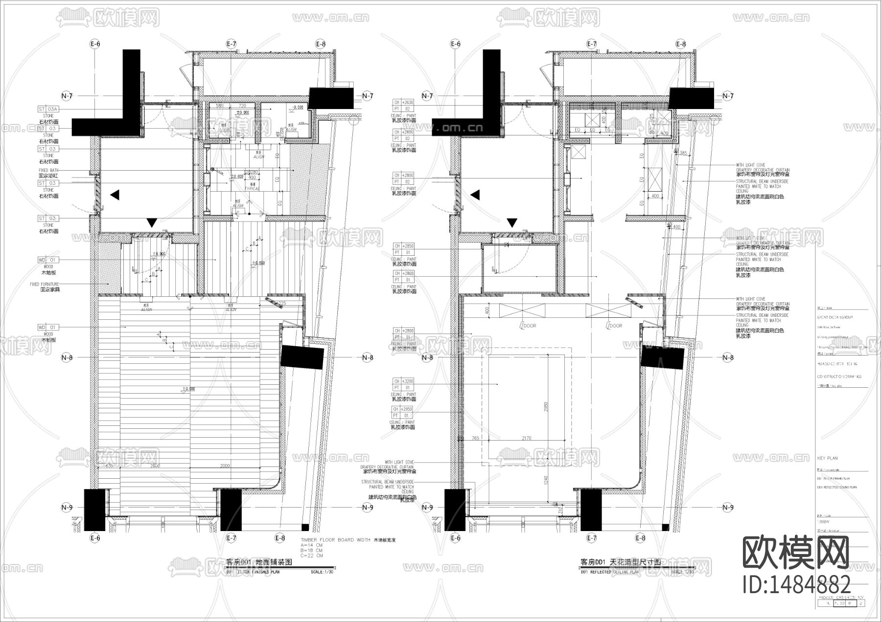 样板间cad施工图下载（渲染图2）