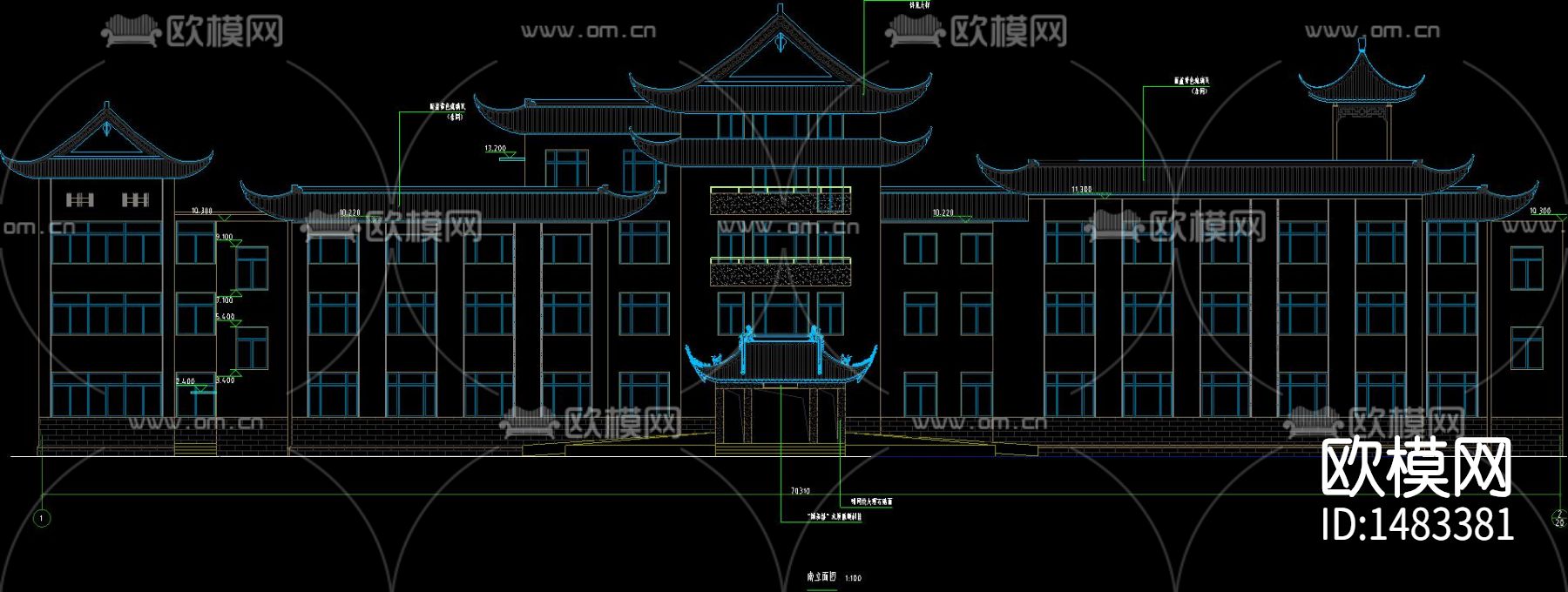 疗养院cad施工图下载（渲染图4）