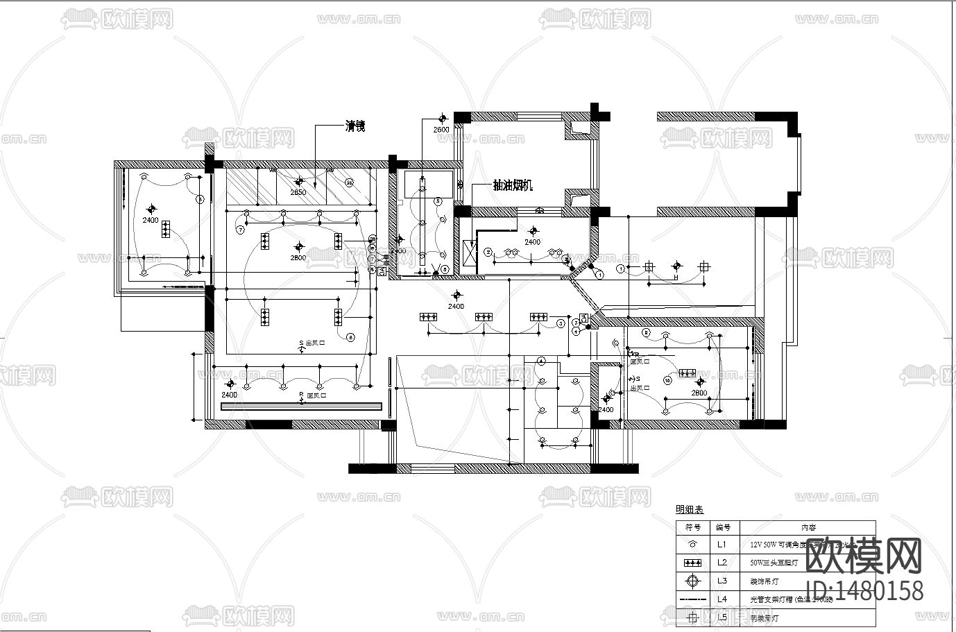 水岸星城D2型别墅样板间cad施工图下载（渲染图1）