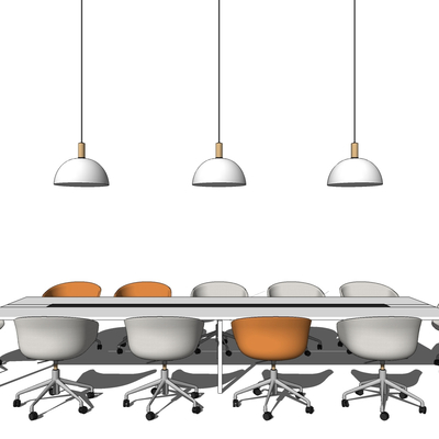  现代简约会议桌椅su模型 