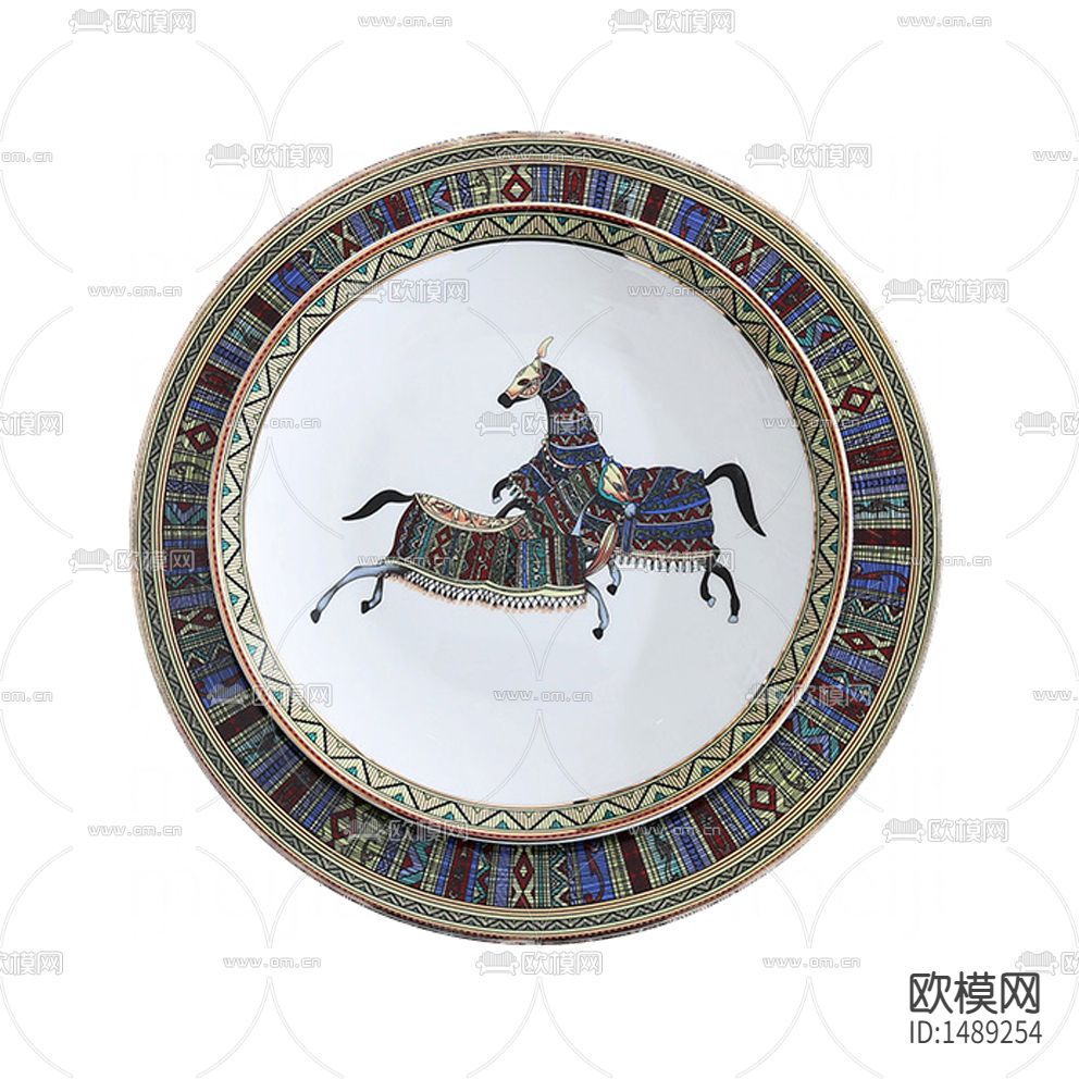 欧式古典马匹图案骨瓷餐具下载