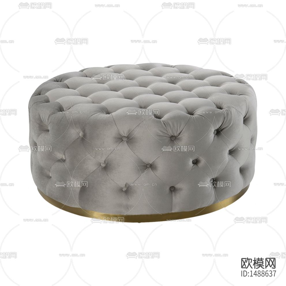 现代轻奢灰色布艺不锈钢圆形沙发凳下载