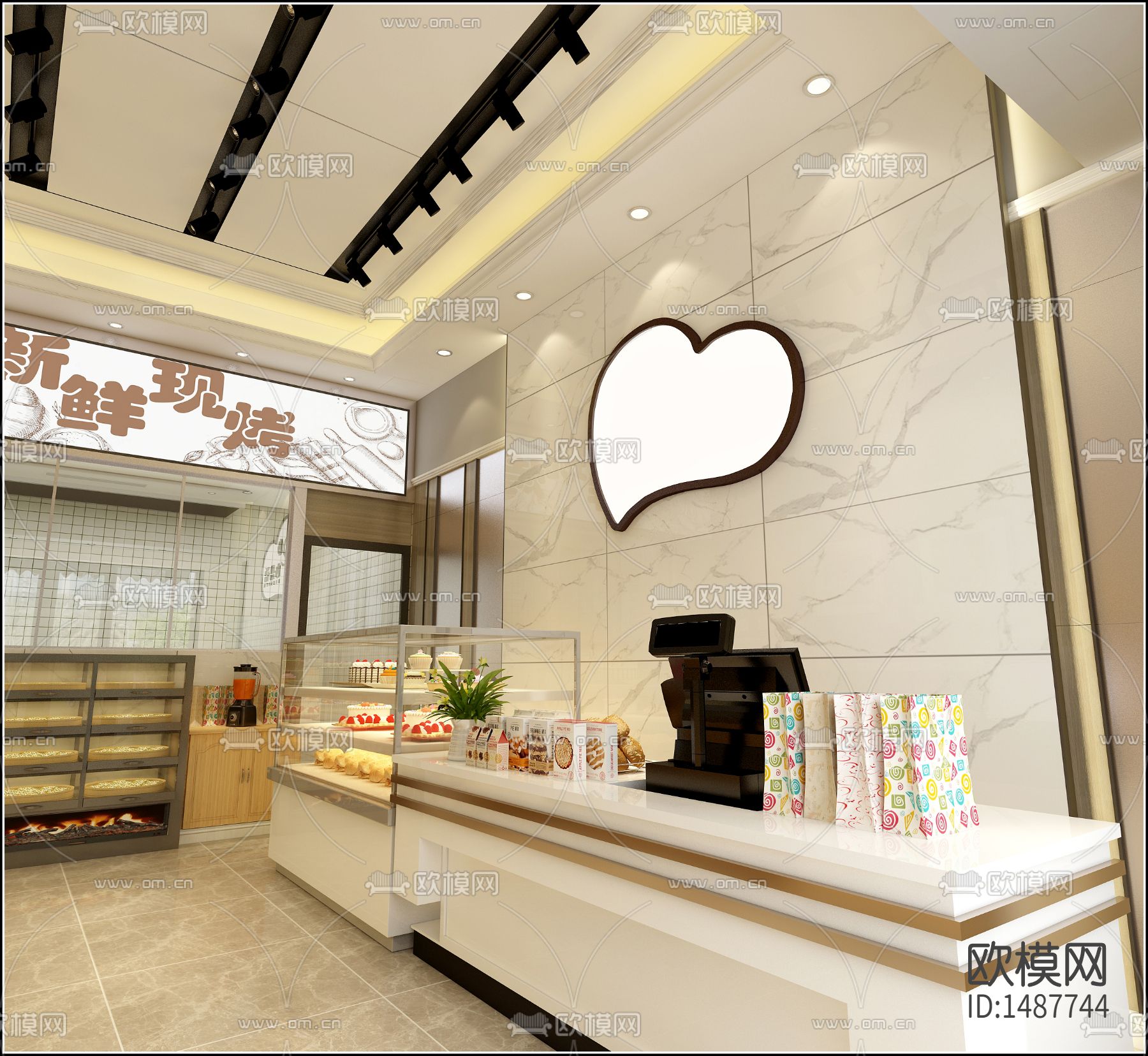 面包蛋糕店cad施工图下载（渲染图7）