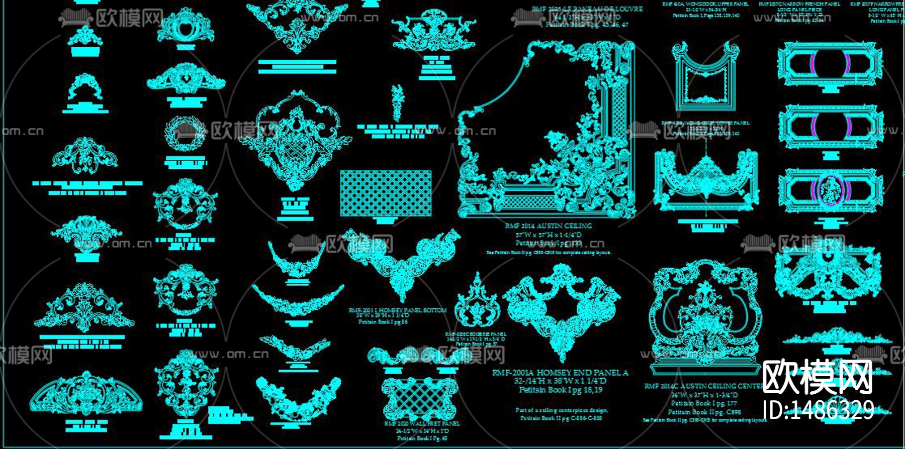 经典法式雕花cad图库下载（渲染图4）